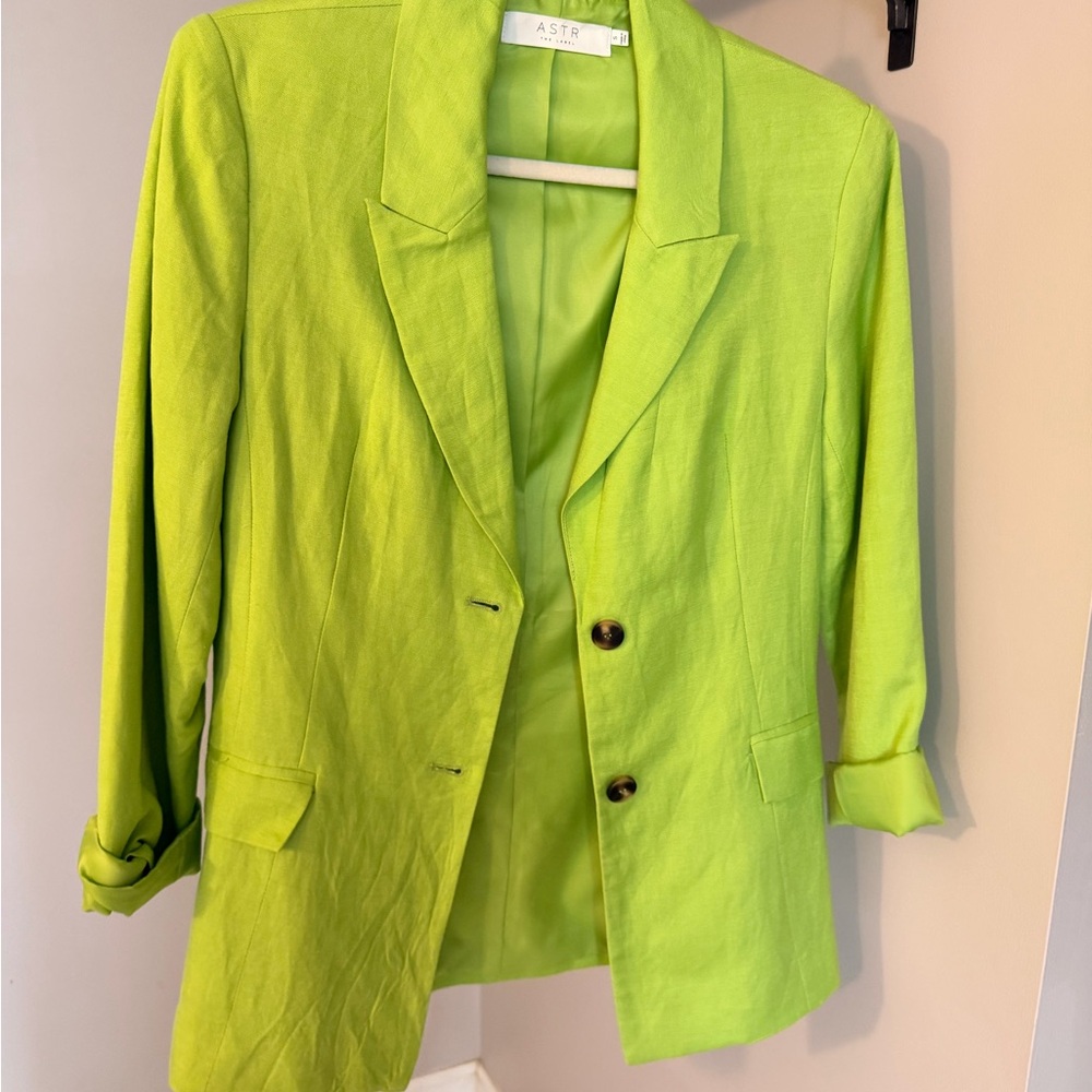 Astr Neon Lime Green Single-Breasted Blazer